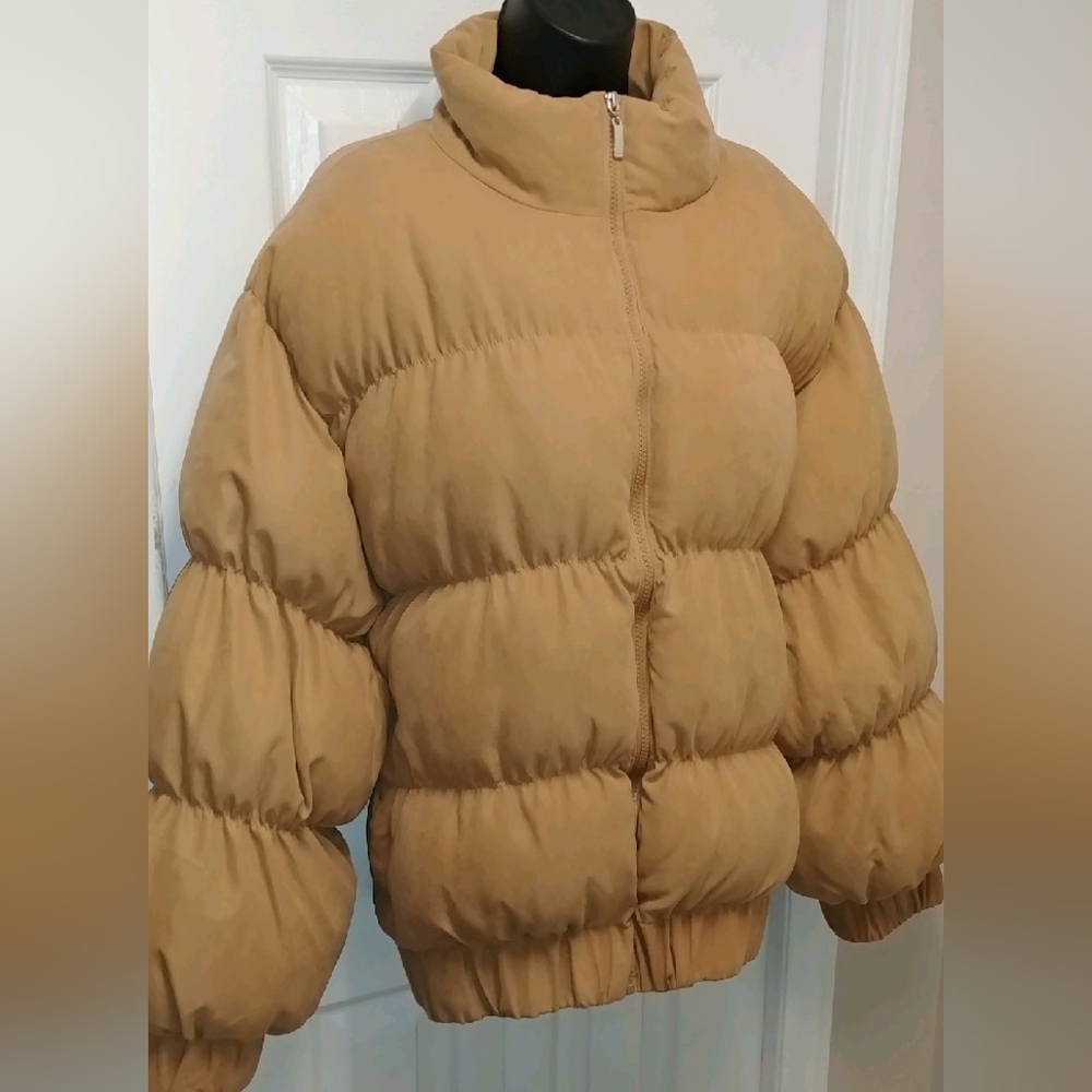 Missguided mustard puffer coat